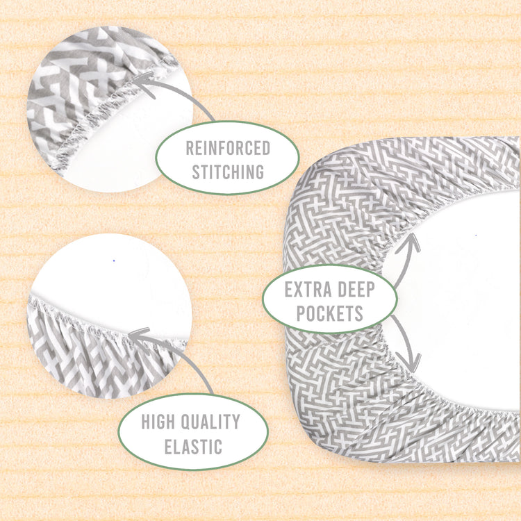 Baby Bassinet Sheet Set for Boy and Girl, 2 Pack Organic Cotton Universal Fitted Bedding Cover for Oval, Hourglass & Rectangle Bassinet Mattress, Fitted Sheets Size 32 x 16 x 4 Inches