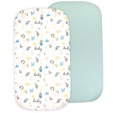 Baby Bassinet Sheet Set for Boy and Girl, 2 Pack Organic Cotton Universal Fitted Bedding Cover for Oval, Hourglass & Rectangle Bassinet Mattress, Fitted Sheets Size 32 x 16 x 4 Inches