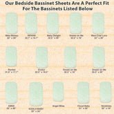 3 Pack Bedside Sleeper Bassinet Fitted Sheets, Organic Cotton, 33x20x4 Inches, Compatible with Pads Size Between 17-21 in Width, 29-33 in Length, and 1.5-4 in Thick