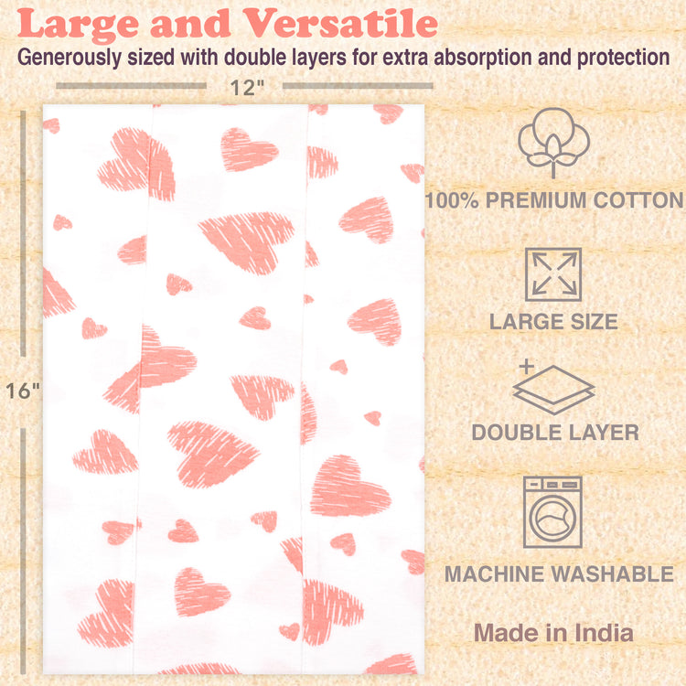 Baby Burp Cloths for Boys and Girls - 3 Pack Large 100% Cotton Double Layered Extra Absorbent Burp Rags, Floal Rose