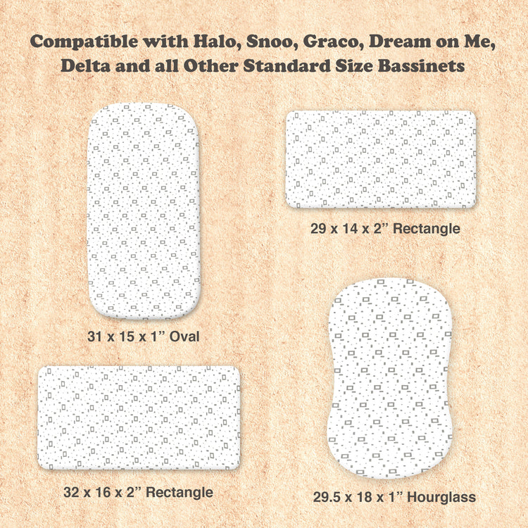 Baby Bassinet Sheet Set for Boy and Girl, 2 Pack Organic Cotton Universal Fitted Bedding Cover for Oval, Hourglass & Rectangle Bassinet Mattress, Fitted Sheets Size 32 x 16 x 4 Inches