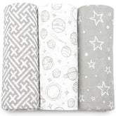 Muslin Swaddle Blankets for Newborn, 3 Pack Receiving Blanket, Muslin Blanket Swaddles Wrap for Boys Girls, Baby Essentials, 47x47 Inches Large Size, 100% Cotton