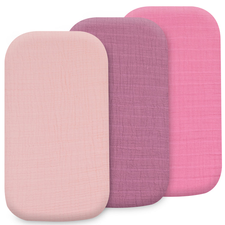 Bublo Baby Muslin Bassinet Sheet Set for Boy & Girl – 3 Pack Organic Cotton Universal Fitted Sheets (32×16×4 / 33×20×4 in)