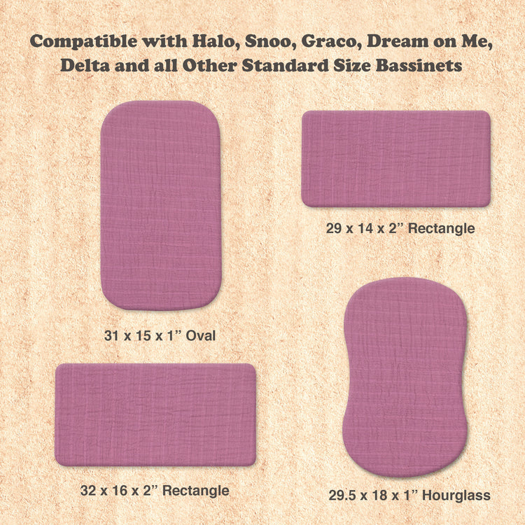 Bublo Baby Muslin Bassinet Sheet Set for Boy & Girl – 3 Pack Organic Cotton Universal Fitted Sheets (32×16×4 / 33×20×4 in)