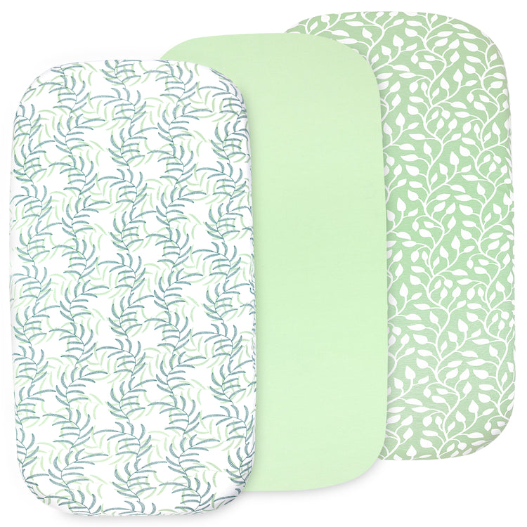 3 Pack Bedside Sleeper Bassinet Fitted Sheets, Organic Cotton, 33x20x4 Inches, Compatible with Pads Size Between 17-21 in Width, 29-33 in Length, and 1.5-4 in Thick