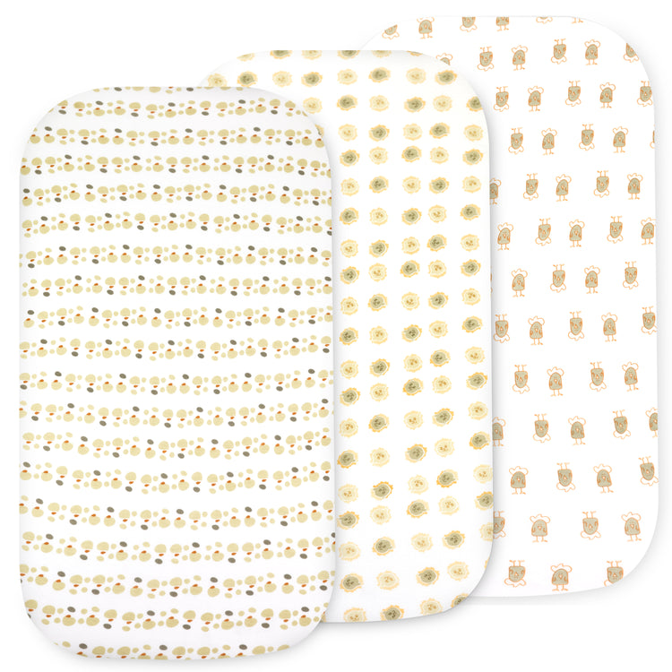 Bublo Baby 3-Set Bassinet Fitted Sheets / Bedside Bassinet Sheets – Organic Cotton (32×16×4 / 33×20×4 in)