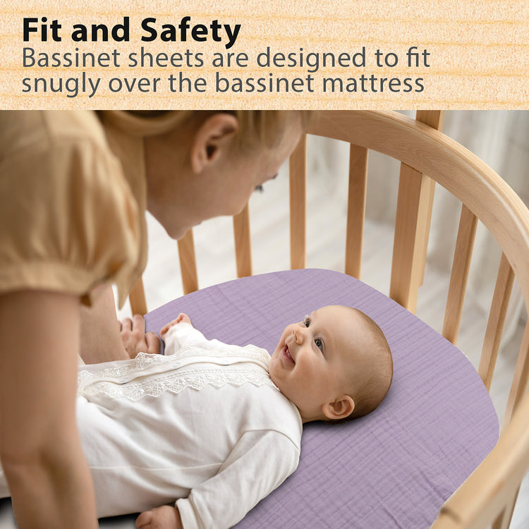 Bublo Baby Muslin Bassinet Sheet Set for Boy & Girl – 3 Pack Organic Cotton Universal Fitted Sheets (32×16×4 / 33×20×4 in)