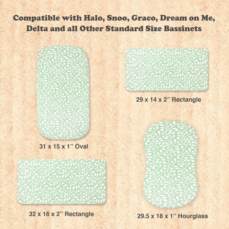 3 Pack Bedside Sleeper Bassinet Fitted Sheets, Organic Cotton, 33x20x4 Inches, Compatible with Pads Size Between 17-21 in Width, 29-33 in Length, and 1.5-4 in Thick