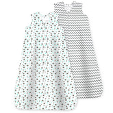 Bublo Baby Baby Wearable Blanket, Cotton Sleep Sacks for 6-12 Months, 2 Pack Unisex Sleeping Bag Sack, Medium Size, 2-Way Zipper, 0.5 Tog Breathable Cotton, Aqua