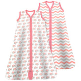 Bublo Baby Wearable Blanket, Cotton Sleep Sacks for 6-12 Months, 2 Pack Unisex Sleeping Bag Sack, Large Size, 2-Way Zipper, 0.5 Tog Breathable Cotton, Coral