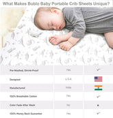 Bubo Baby Pack and Play Fitted Sheet, Portable Pack N Plays Mini Crib Sheets, 2 Pack Play Sheets, 100% Jersey Cotton Playard Sheets, Grey