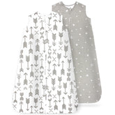 Bublo Baby Wearable Blanket, Cotton Sleep Sacks for 12-18 Months, 2 Pack Unisex Sleeping Bag Sack, Large Size, 2-Way Zipper, 0.5 Tog Breathable Cotton, Grey