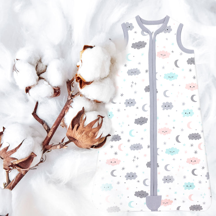 Bublo Baby Baby Wearable Blanket, Cotton Sleep Sacks for 6-12 Months, 2 Pack Girls Sleeping Bag Sack, 2-Way Zipper, 0.5 Tog Breathable Cotton, Pink