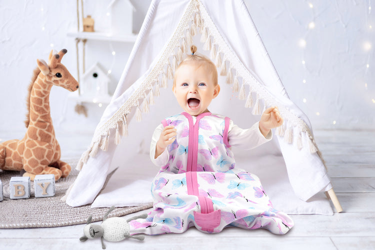 Bublo Baby Wearable Blanket, Cotton Sleep Sacks for 12-18 Months, 2 Pack Girls Sleeping Bag Sack, 2-Way Zipper, 0.5 Tog Breathable Cotton