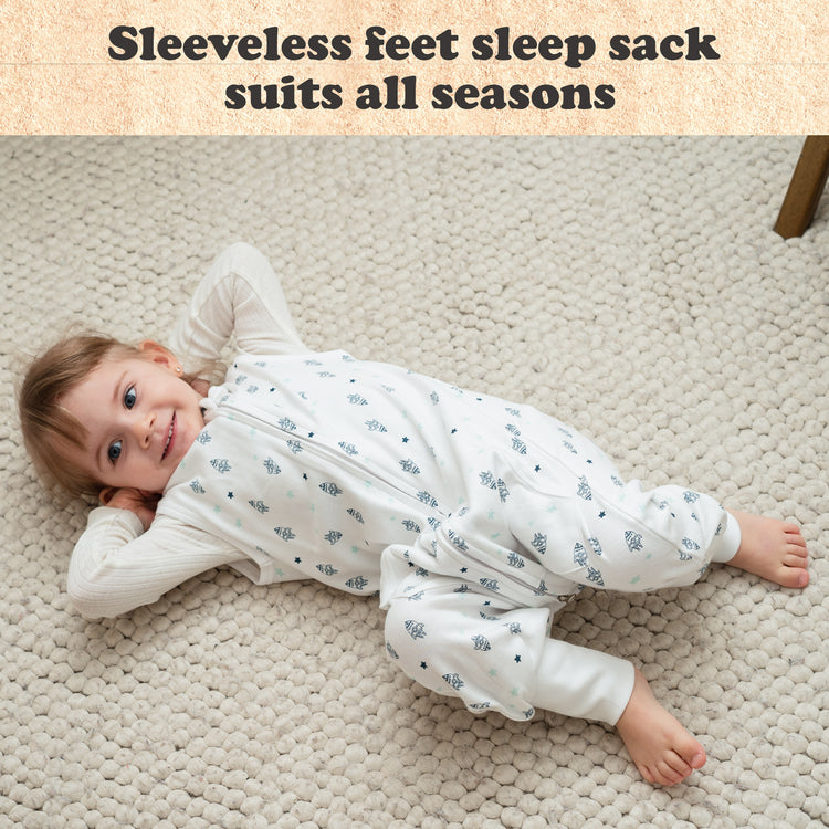 Baby Sleep Sack, 0.5 TOG Sleep Sack Baby Wearable Blanket, Toddler Baby Sleep Sack with Feet, Sleeveless Breathable Sleep Sacks for Baby Girls