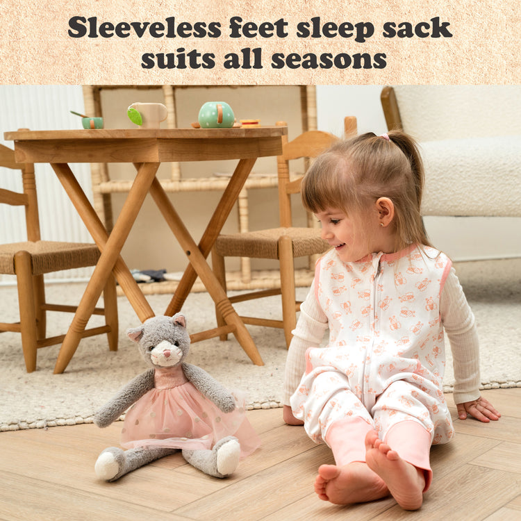 Baby Sleep Sack, 0.5 TOG Sleep Sack Baby Wearable Blanket, Toddler Baby Sleep Sack with Feet, Sleeveless Breathable Sleep Sacks for Baby Girls