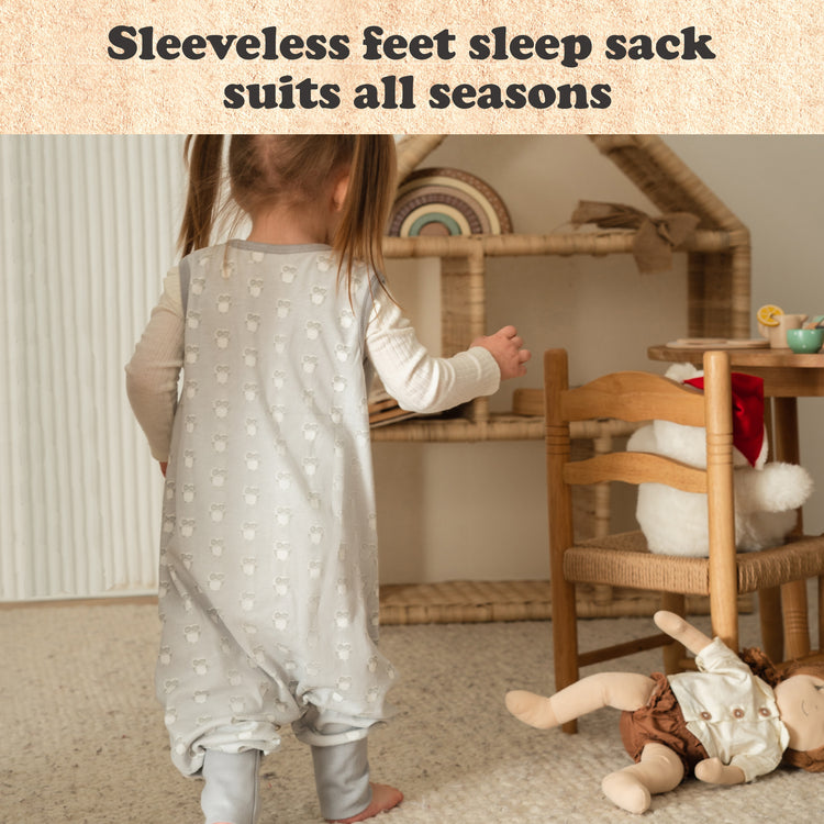 Baby Sleep Sack, 0.5 TOG Sleep Sack Baby Wearable Blanket, Toddler Baby Sleep Sack with Feet, Sleeveless Breathable Sleep Sacks for Baby Girls
