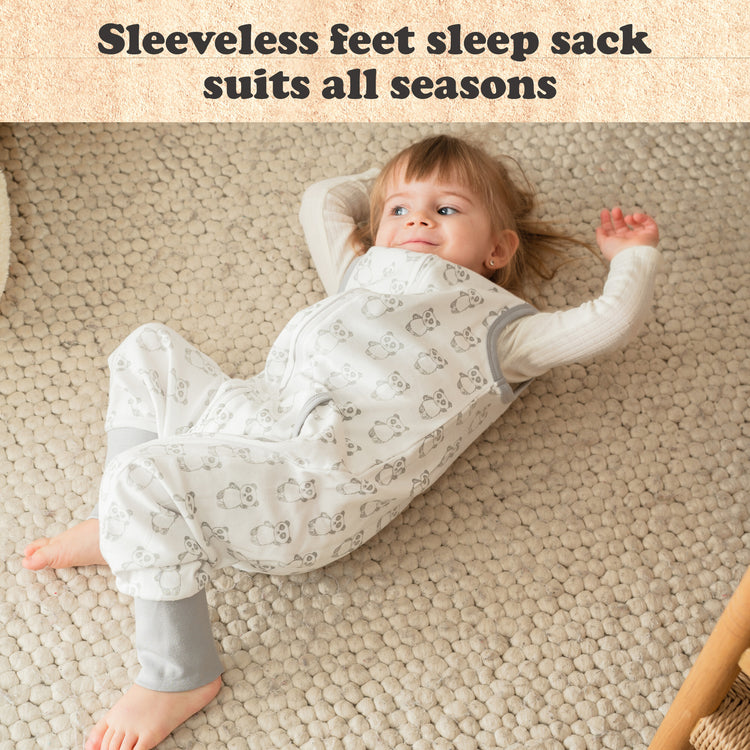Baby Sleep Sack, 0.5 TOG Sleep Sack Baby Wearable Blanket, Toddler Baby Sleep Sack with Feet, Sleeveless Breathable Sleep Sacks for Baby Girls