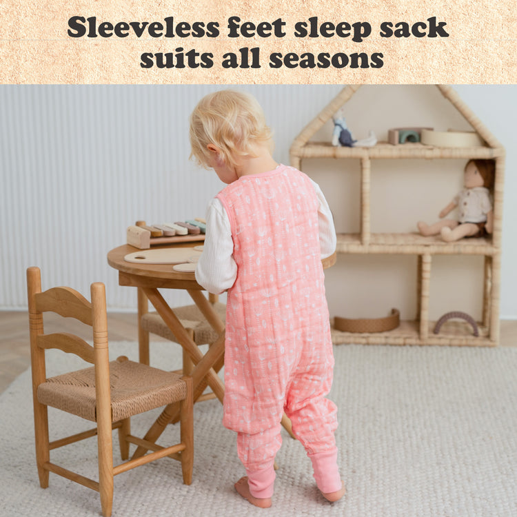 Toddler Sleep Sack for 3T-4T, Baby Wearable Blanket, Toddler Baby Sleep Sack with Feet, Sleeveless Breathable Sleep Sacks for Baby Girls