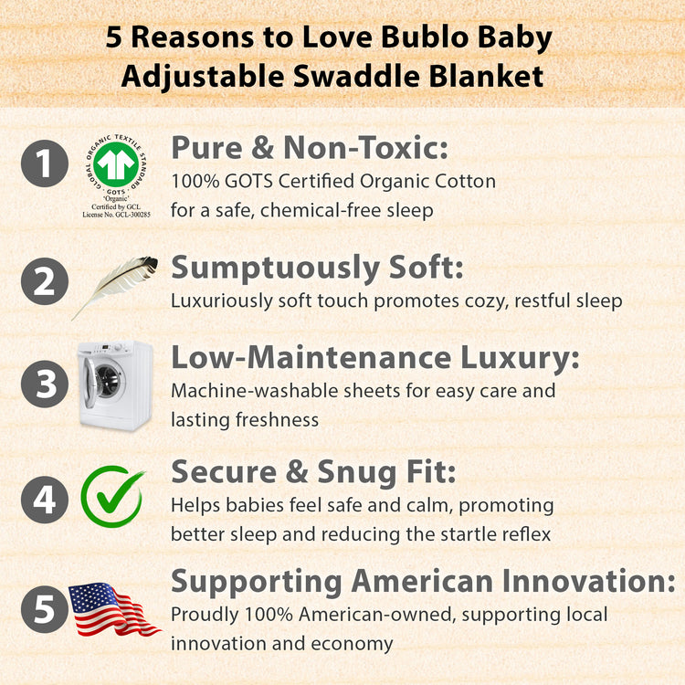 Bublo Baby Organic Cotton Swaddle for Newborns (0–3 Months) – Soft Velcro Swaddle Sack for Baby Boys & Girls