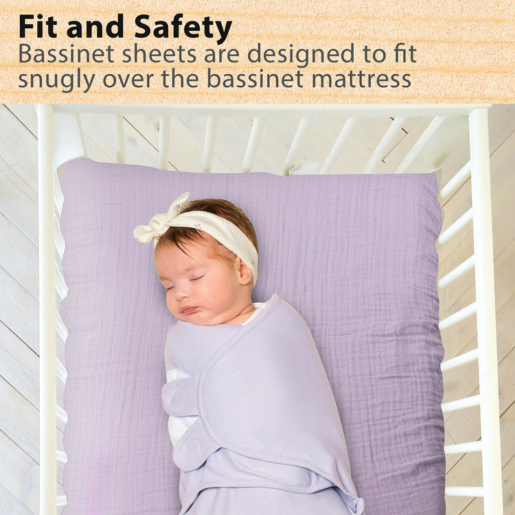 Bublo Baby Muslin Bassinet Sheet Set for Boy & Girl – 3 Pack Organic Cotton Universal Fitted Sheets (32×16×4 / 33×20×4 in)