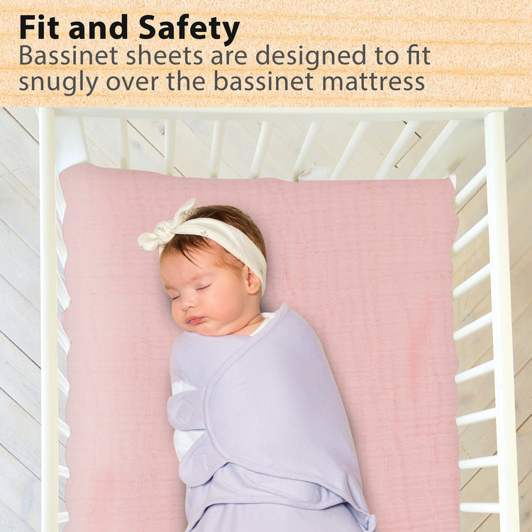 Bublo Baby Muslin Bassinet Sheet Set for Boy & Girl – 3 Pack Organic Cotton Universal Fitted Sheets (32×16×4 / 33×20×4 in)