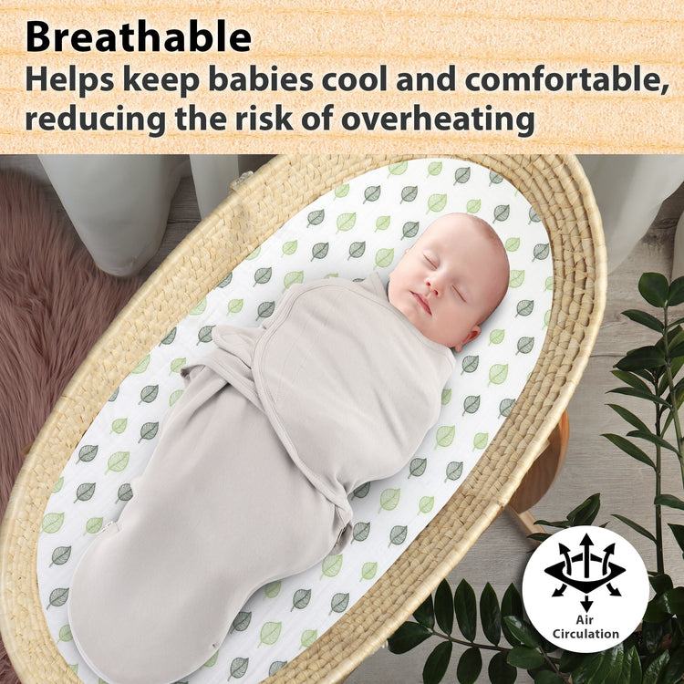 Bublo Baby Muslin Bassinet Sheet Set for Boy & Girl – 3 Pack Organic Cotton Universal Fitted Sheets (32×16×4 / 33×20×4 in)