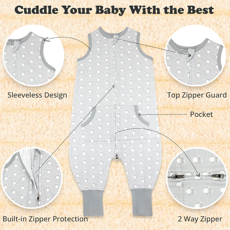 Baby Sleep Sack, 0.5 TOG Sleep Sack Baby Wearable Blanket, Toddler Baby Sleep Sack with Feet, Sleeveless Breathable Sleep Sacks for Baby Girls