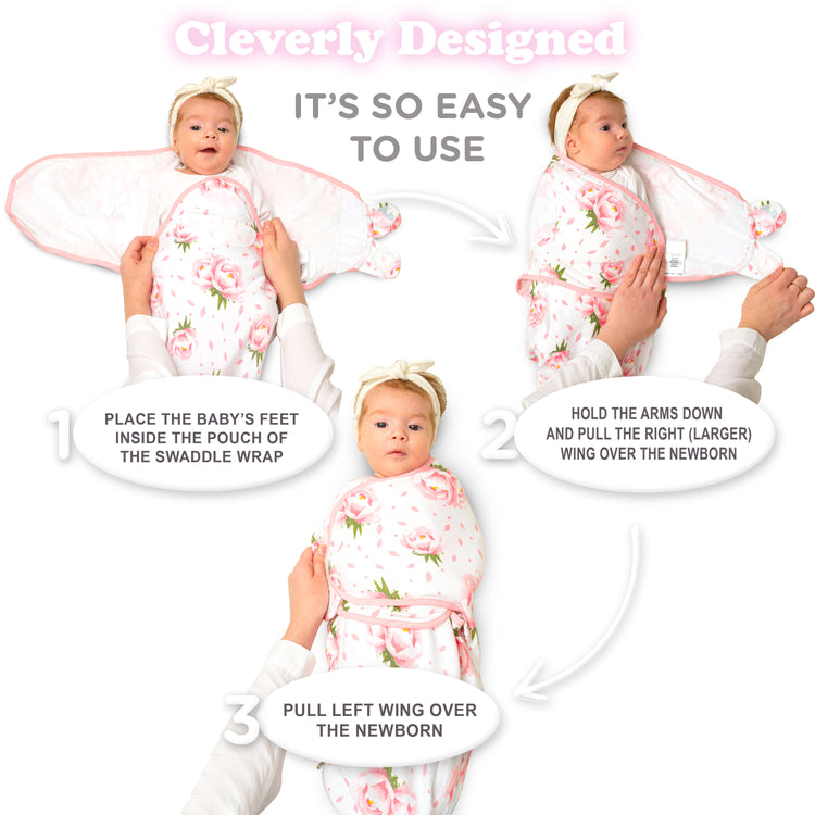 Bublo Baby Swaddle Blanket Boy Girl, 3 Pack Large Size Newborn Swaddles 0-3 Month, Infant Zipper Swaddling Sleep Sack, Pink