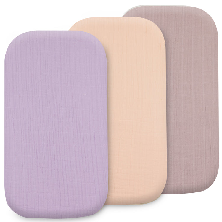 Bublo Baby Muslin Bassinet Sheet Set for Boy & Girl – 3 Pack Organic Cotton Universal Fitted Sheets (32×16×4 / 33×20×4 in)