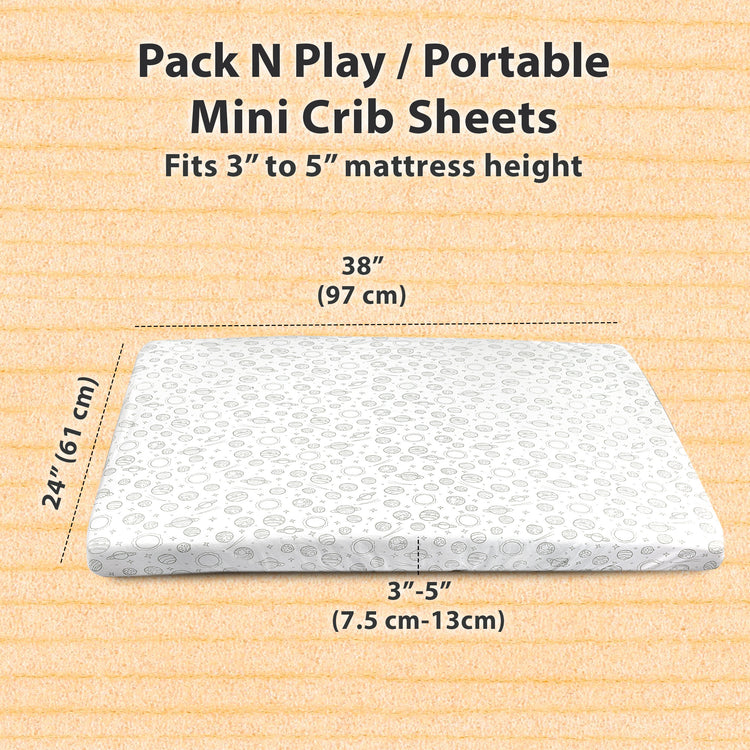 Pack and Play Fitted Sheet, Portable Pack N Plays Mini Crib Sheets, 2 Pack Play Sheets, 100% Jersey Cotton Playard Sheets
