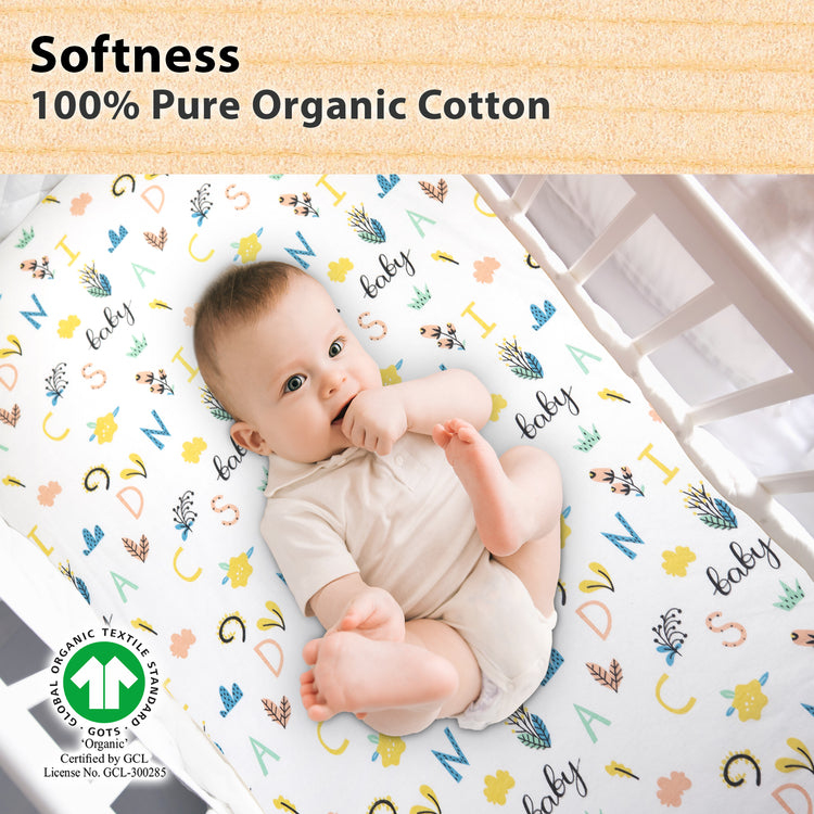 Pack and Play Fitted Sheet, Portable Pack N Plays Mini Crib Sheets, 2 Pack Play Sheets, 100% Jersey Cotton Playard Sheets