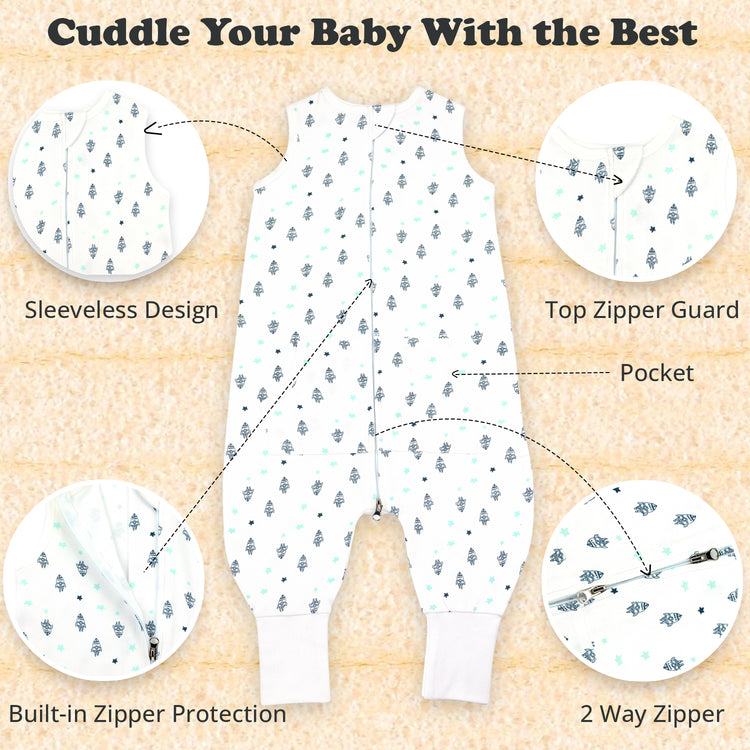 Baby Sleep Sack, 0.5 TOG Sleep Sack Baby Wearable Blanket, Toddler Baby Sleep Sack with Feet, Sleeveless Breathable Sleep Sacks for Baby Girls