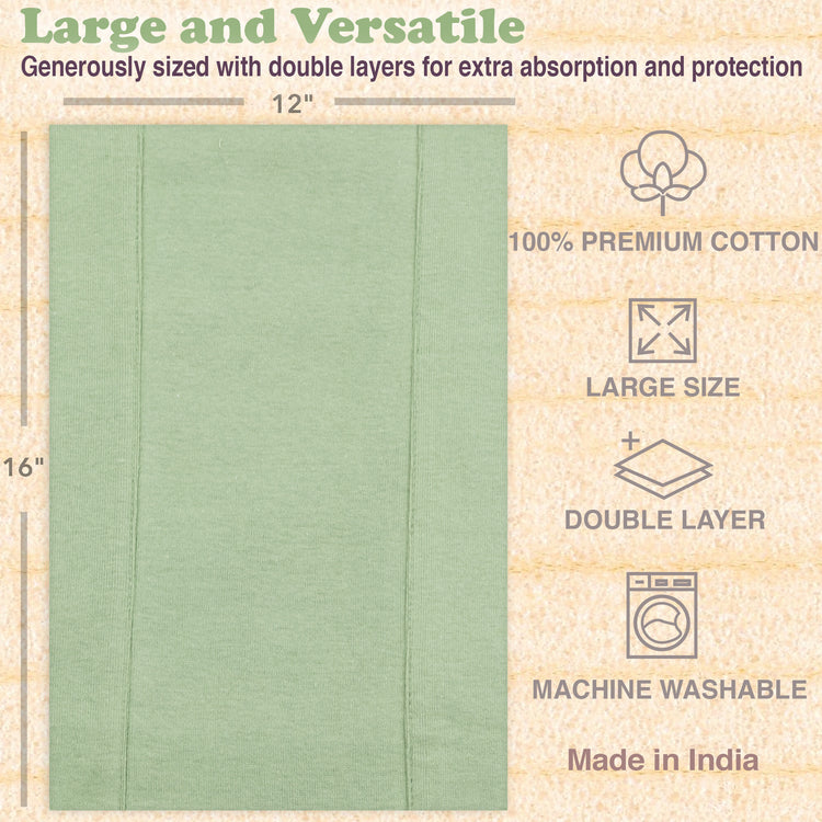 Baby Burp Cloths for Boys and Girls - 7 Pack Large 100% Cotton Double Layered Extra Absorbent Burp Rags, Green