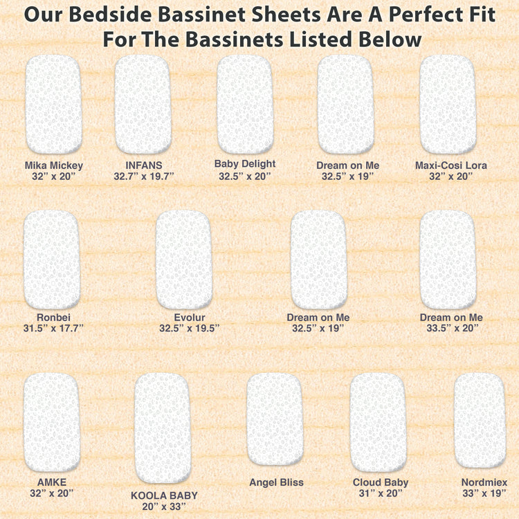 Baby Bassinet Sheet Set for Boy and Girl, 2 Pack Organic Cotton Universal Fitted Bedding Cover for Oval, Hourglass & Rectangle Bassinet Mattress, Fitted Sheets Size 32 x 16 x 4 / 33 x 20 x 4 Inches