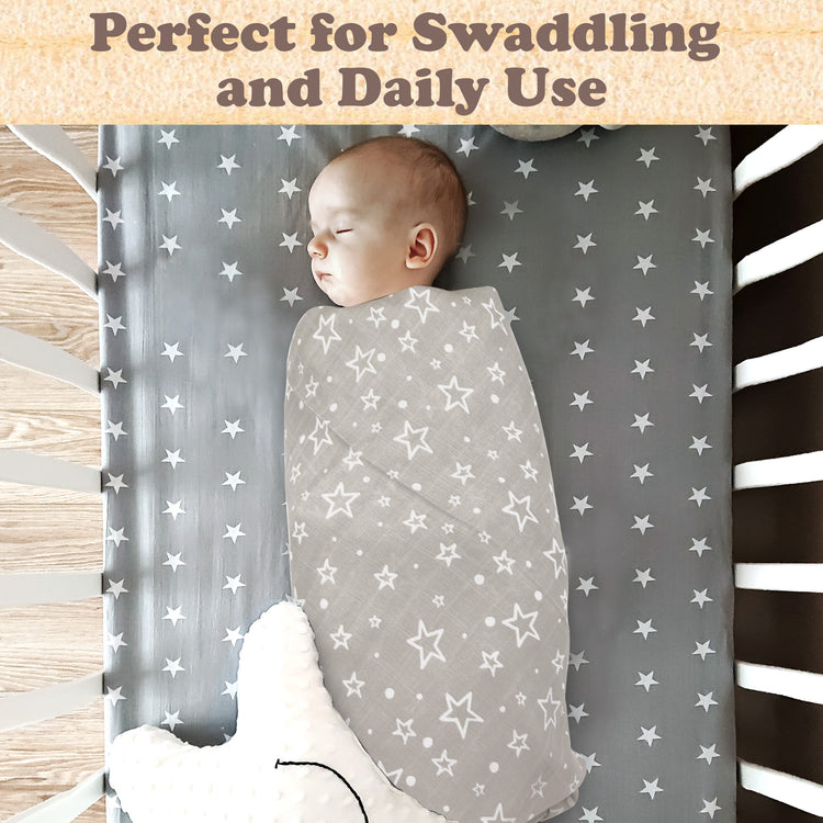 Muslin Swaddle Blankets for Newborn, 3 Pack Receiving Blanket, Muslin Blanket Swaddles Wrap for Boys Girls, Baby Essentials, 47x47 Inches Large Size, 100% Cotton