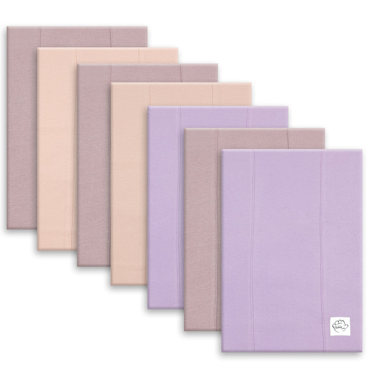 Baby Burp Cloths for Boys and Girls - 7 Pack Large 100% Cotton Double Layered Extra Absorbent Burp Rags, Lavender