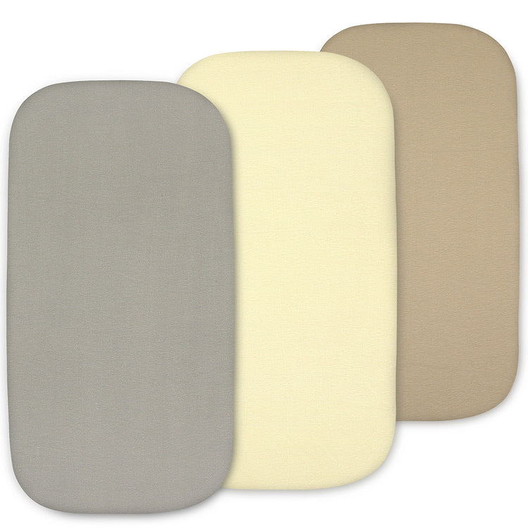Bublo Baby Bassinet Sheet Set for Boy and Girl, 3 Pack, Universal Fitted for Oval, Hourglass & Rectangle Bassinet Mattress, Fitted Sheets Size 32 x 16 x 4 Inches Grey in one Size