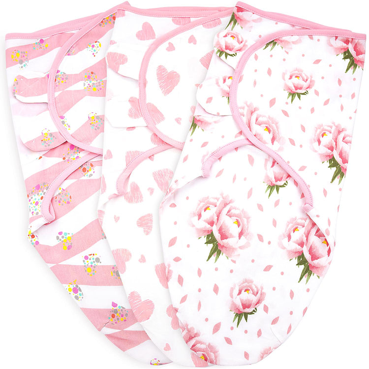 Bublo Baby Swaddle Blanket Boy Girl, 3 Pack Large Size Newborn Swaddles 3-6 Month, Infant Adjustable Swaddling Sleep Sack, Floral