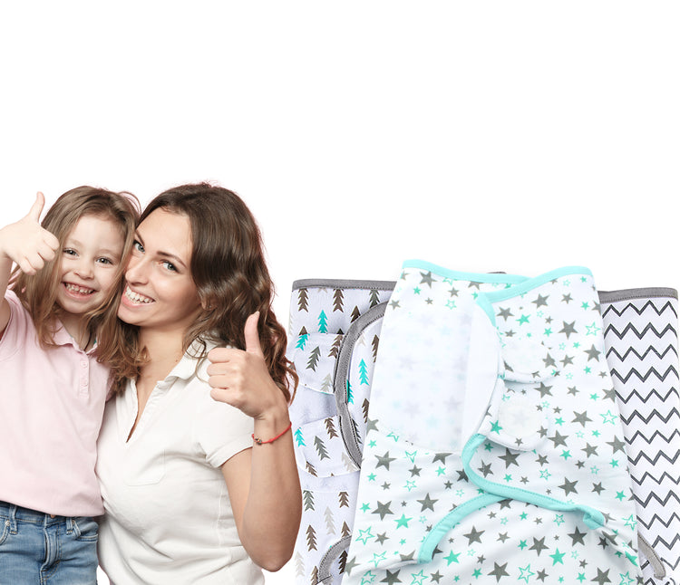 Bublo Baby Swaddle Blanket Boy Girl, 3 Pack Large Size Newborn Swaddles 3-6 Month, Infant Adjustable Swaddling Sleep Sack, Aqua