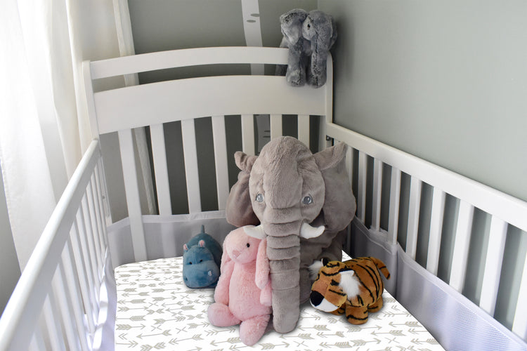 Bubo Baby Pack and Play Fitted Sheet, Portable Pack N Plays Mini Crib Sheets, 2 Pack Play Sheets, 100% Jersey Cotton Playard Sheets, Grey