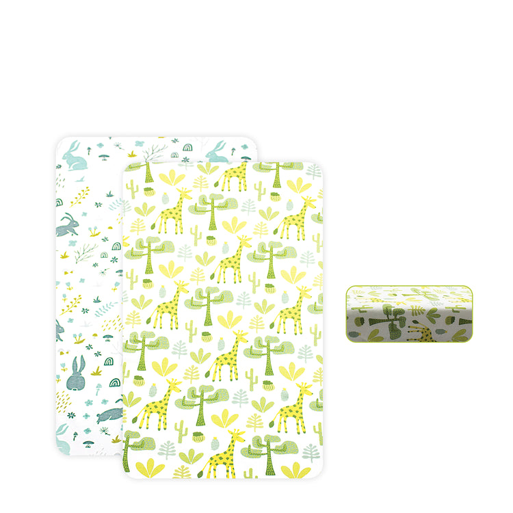 Bubo Baby Pack and Play Fitted Sheet, Portable Pack N Plays Mini Crib Sheets, 2 Pack Play Sheets, 100% Jersey Cotton Playard Sheets, Green