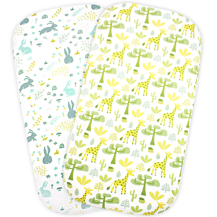Bublo Baby Bassinet Sheet Set for Boy and Girl, 3 Pack, Universal Fitted for Oval, Hourglass & Rectangle Bassinet Mattress, Fitted Sheets Size 32 x 16 x 4 Inches, Green