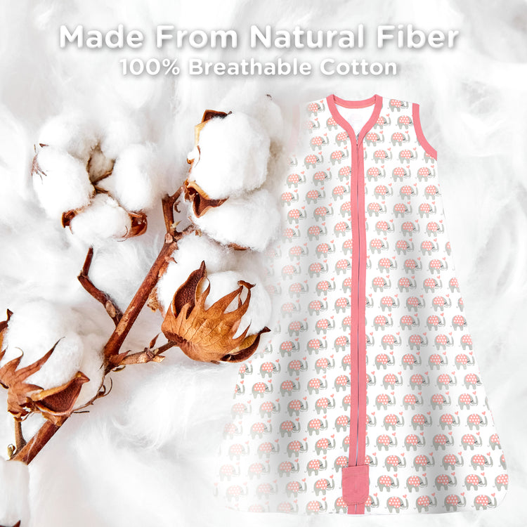 Bublo Baby Wearable Blanket, Cotton Sleep Sacks for 6-12 Months, 2 Pack Unisex Sleeping Bag Sack, Large Size, 2-Way Zipper, 0.5 Tog Breathable Cotton, Coral