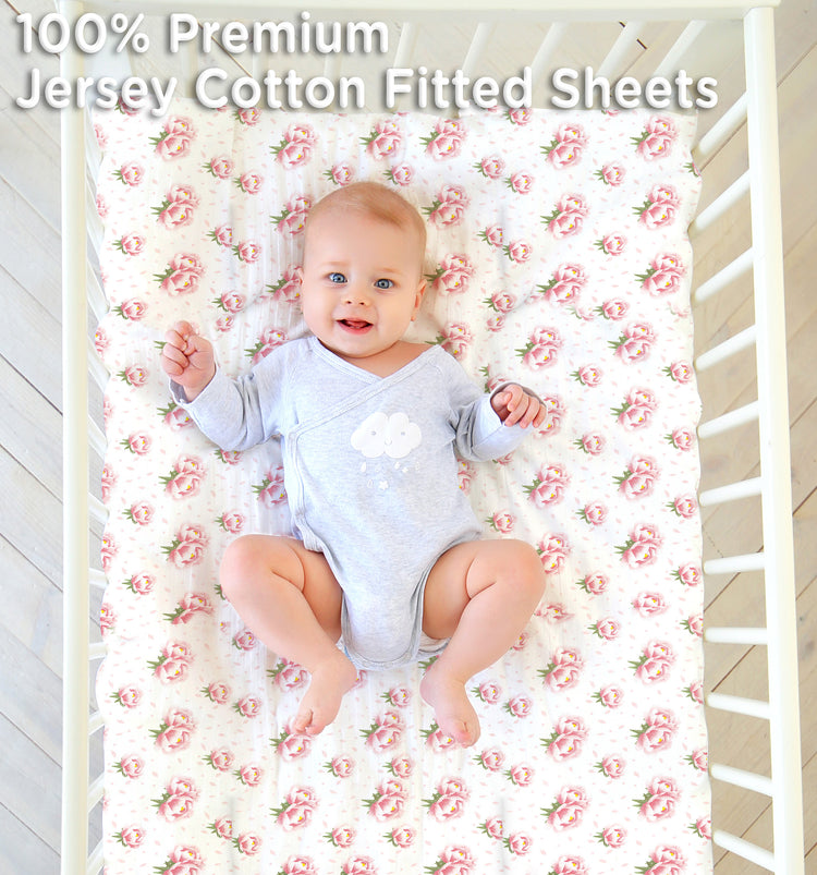 Bublo Baby Bassinet Sheet Set for Boy and Girl, 3 Pack, Universal Fitted for Oval, Hourglass & Rectangle Bassinet Mattress, Fitted Sheets Size 32 x 16 x 4 Inches, Floral