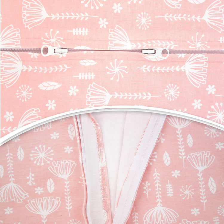 Bublo Baby Baby Wearable Blanket, Cotton Sleep Sacks for 6-12 Months, 2 Pack Unisex Sleeping Bag Sack, Medium Size, 2-Way Zipper, 0.5 Tog Breathable Cotton, Pink