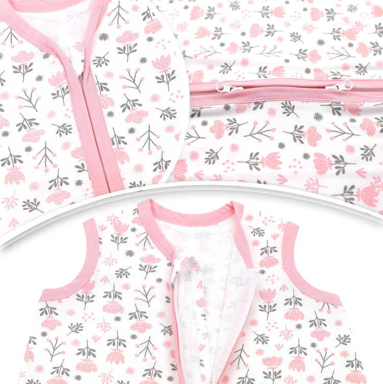 Baby Baby Wearable Blanket, Cotton Sleep Sacks for 6-12 Months, 2 Pack Unisex Sleeping Bag Sack, Medium Size, 2-Way Zipper, 0.5 Tog Breathable Cotton