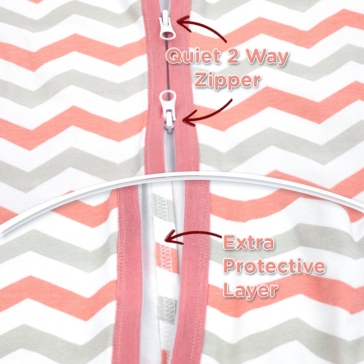 Bublo Baby Wearable Blanket, Cotton Sleep Sacks for 6-12 Months, 2 Pack Unisex Sleeping Bag Sack, Large Size, 2-Way Zipper, 0.5 Tog Breathable Cotton, Coral