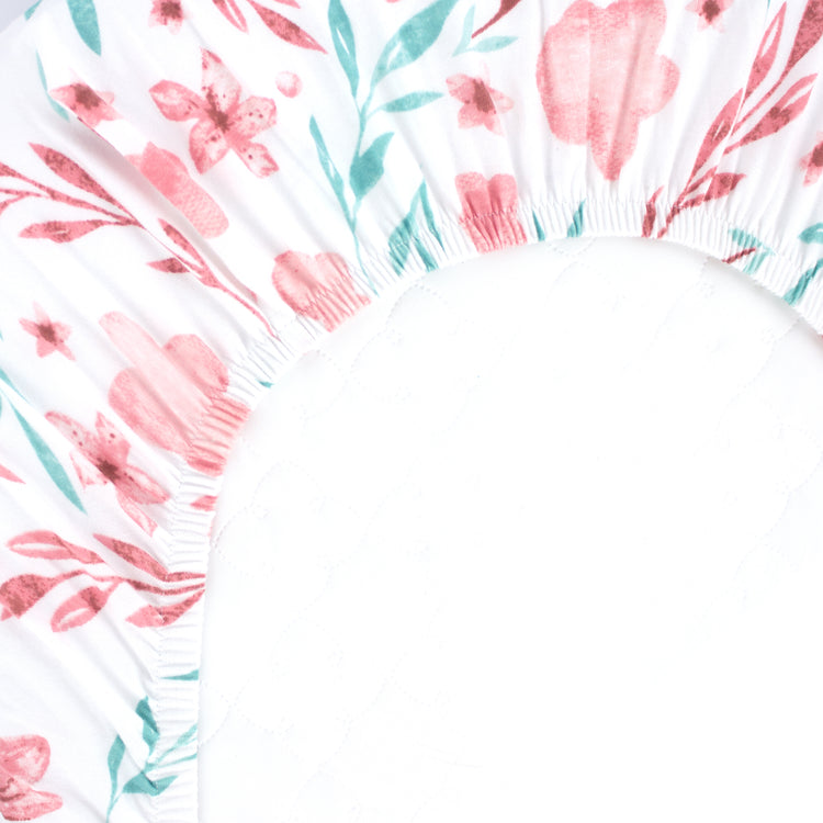 Bublo Baby Bassinet Sheet Set for Boy and Girl, 2 Pack, Universal Fitted for Oval, Hourglass & Rectangle Bassinet Mattress, Fitted Sheets Size 32 x 16 x 4 Inches, Floral