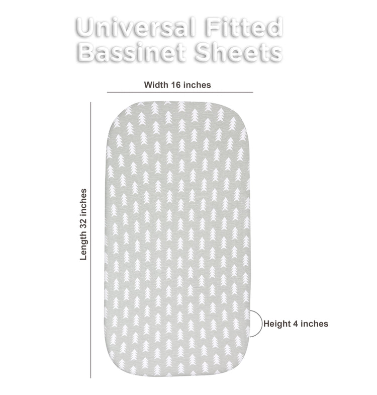 Bublo Baby Bassinet Sheet Set for Boy and Girl, 2 Pack, Universal Fitted for Oval, Hourglass & Rectangle Bassinet Mattress, Fitted Sheets Size 32 x 16 x 4 Inches